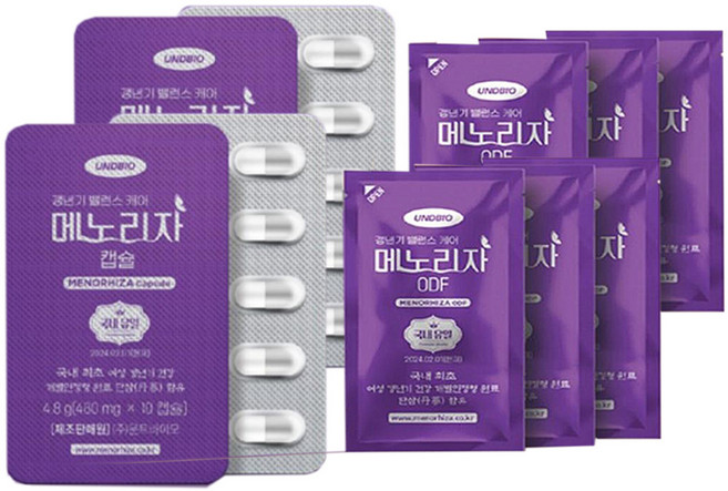 [AC-Mall] 갱년기 80일 케어/메노리자 120캡슐+ODF 20일분/GMP 건강기능식품 국내최초 단삼추출 여성 갱년기 밸런스케어/중년여성 건강관리, 1세트