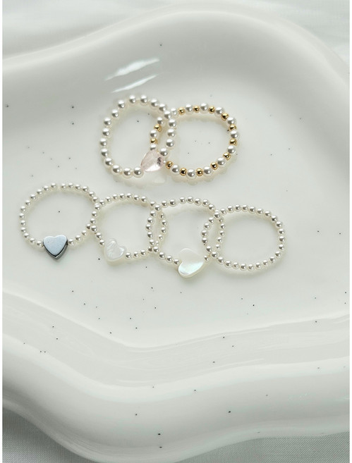 스와로브스키 진주 반지 2개 세트 핸드메이드