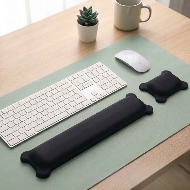 쫀득 말랑 메모리폼 키보드 마우스 손목 받침대 세트 2종, 1세트, 블랙
