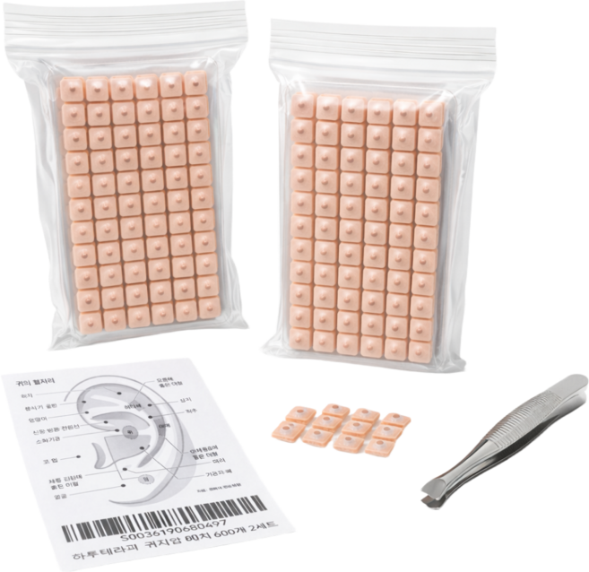 하루테라피 혈자리 귀 지압 패치 경락 붙이는 지압 이침 귀침 600매, 내츄럴, 2개