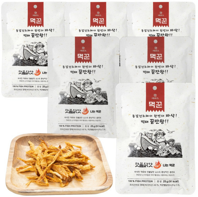 바삭한 손질 먹태 나는먹꾼 핫불닭맛, 6개, 25g