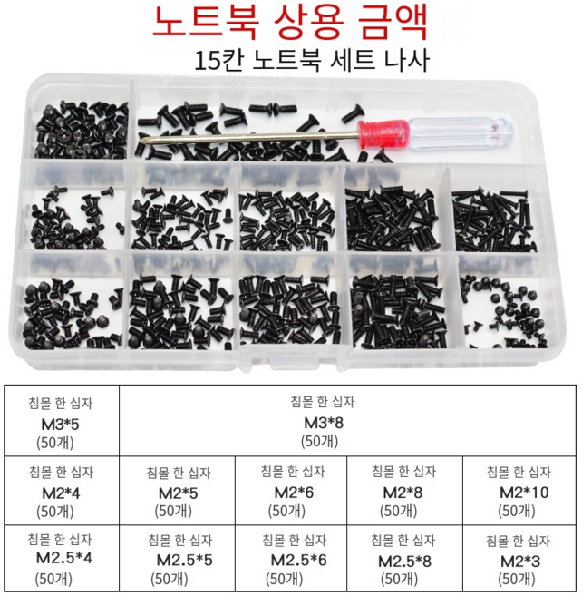 JINGHENG 나사 트북 세트포장 백커버 부속품 못 케이스가죽 데스크탑컴퓨터 전용, T01-노트북 세트, 1개