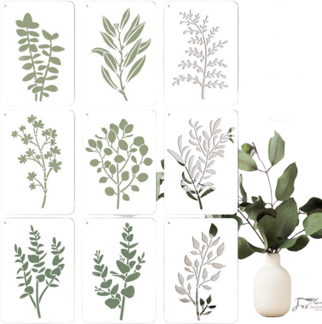 제고비 DIY 스텐실 도안 자연친화(나비/ 들꽃/장미꽃/플라워 화병/식물/유칼립투스/생명의 나무)택1, 1세트