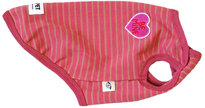 유앤펫 강아지옷 와펜 스트라이프 나시 티셔츠 실내복 중형견 대형견옷, 로제핑크, 1개