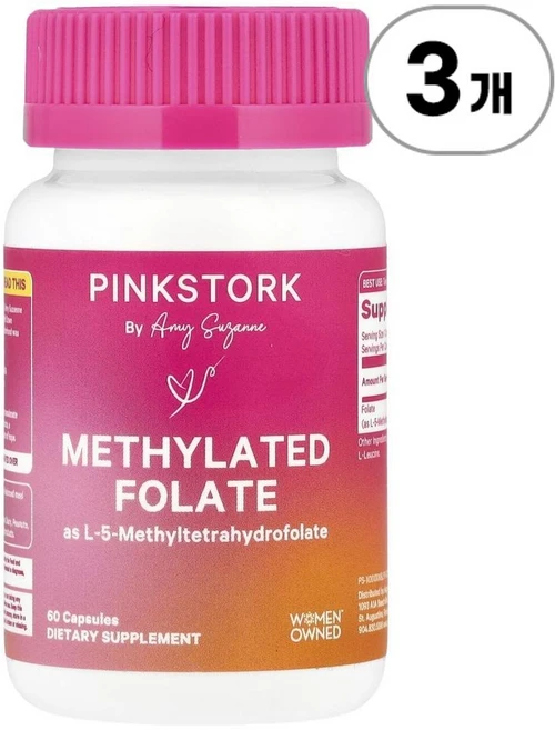 핑크 스토크 메틸화 엽산 Pink Stork Methylated Folate 60정, 3개 - 쿠팡