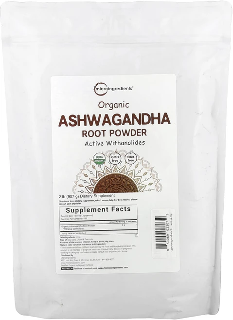 Micro Ingredients 유기농 아슈와간다 뿌리가루 907g(2lb), MicroIngredients유기농아슈와간다뿌리가루90, 907g, 1개 - 쿠팡