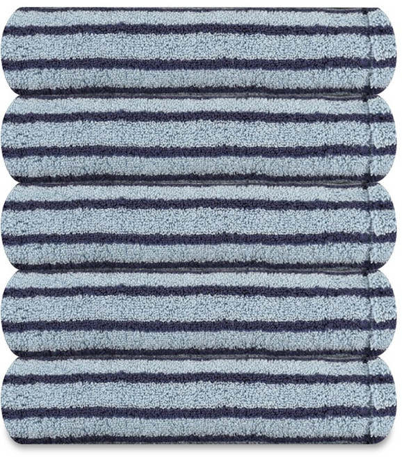 송월 호텔컬렉션 스트라이프솔리드44 선염 220g 호텔수건, 5개, 스카이