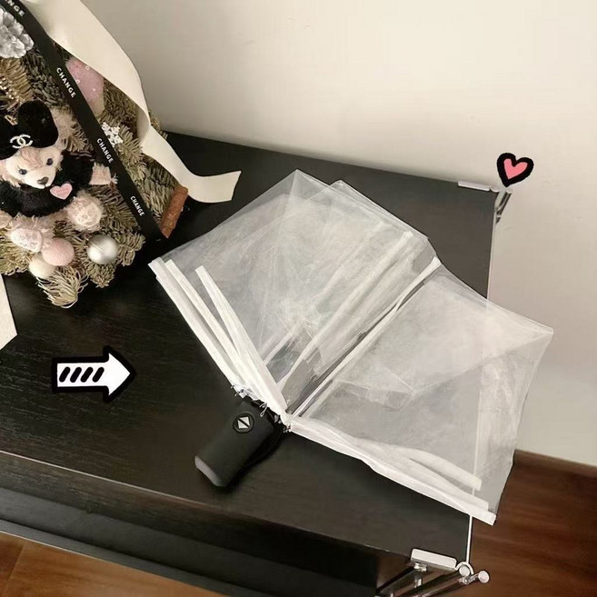 good 風透明塑料摺疊雨傘全自動三折男女學生耐用加厚