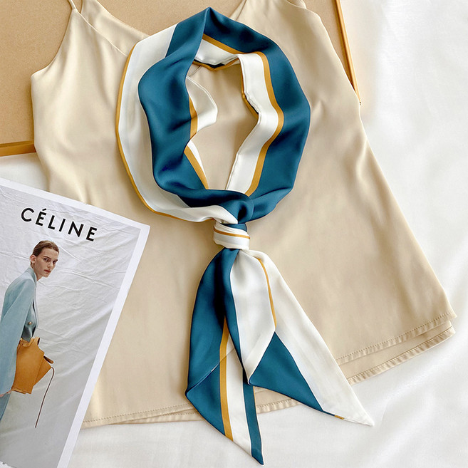 D-Max 봄과 가을 여성 실크스카프 장식 가방 패션 리본 일치하는 셔츠 실크스카프