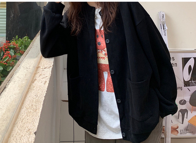 해피유통 여성 무지 심플 캐주얼 가디건 맨투맨 jhlyt