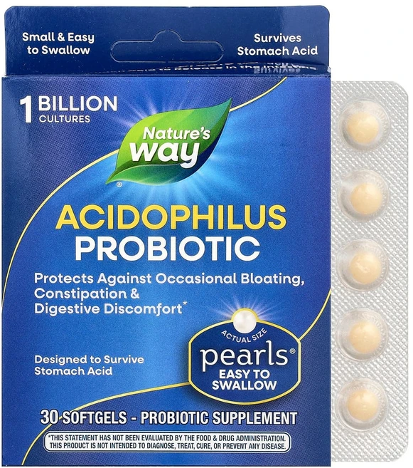 엔자마틱테라피 Natures Way (네이처스 웨이) Probiotic Pearls 애시도필러스 10억 소프트젤 30정, 1개 - 쿠팡