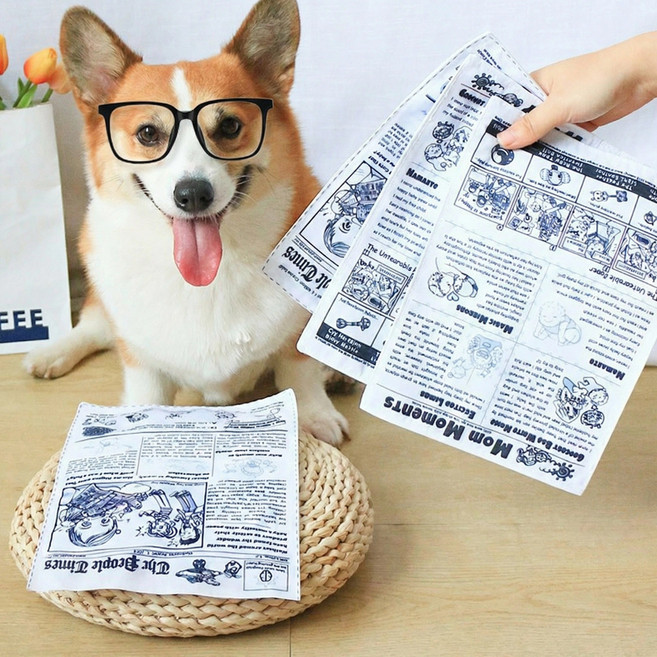 혼반홈 강아지 장난감 소리나는 신문지 장난감 4개, 혼합색