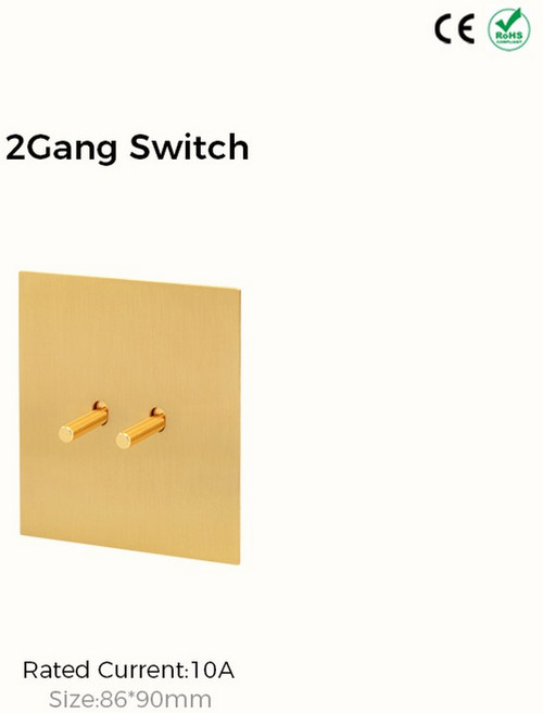 스위치가있는 골드 벽면 콘센트 조광기 웨이 로커 토글 스위치 레트로 벽 소켓 영국 푸시버튼스위치 양방향스윗치 디밍 빈티지 디밍스위치 디머스위치 푸쉬버튼 푸시스위치 누름스위치 벽스위, 28. 2Gang switch