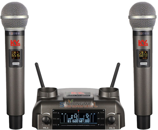 신흥몰 SHM-9200 UHF900MHz 2Ch 회의용 강의용 노래방용 충전식무선MIC 송수신 거리 40M