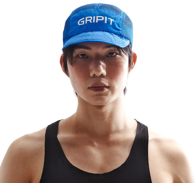 [평일당일출고] 100% 국내제작 그리핏 트레일 러닝 캡모자 스포츠 초경량 UV 차단 마라톤 운동 땀흡수 메쉬 볼캡 등산 스트랩, 블루, 1개