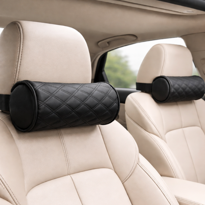 차량용 목쿠션 자동차 목베개 운전석 목받침 목쿠션 의자목쿠션 요추쿠션, 1개, 블랙
