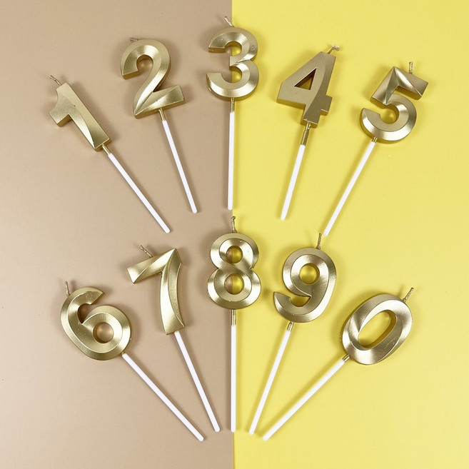 골드 숫자초 생일 축하 케이크 파티 초, 숫자초7