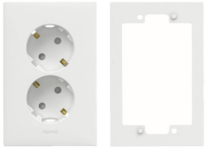 르그랑 아펠라 2구 매입접지 + 보조대 세트 화이트, 3세트