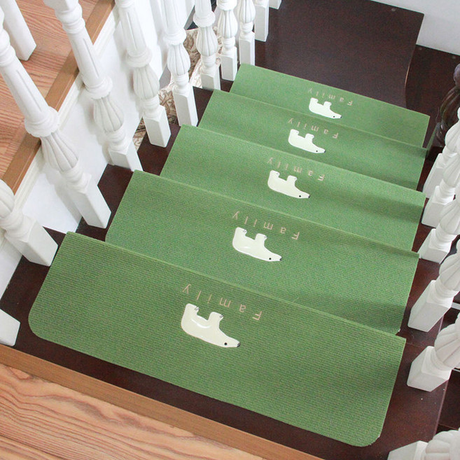 계단미끄럼방지 안전매트 논슬립 계단매트 슬개골탈구방지패드 야광매트 55*22*4.5cm 5장, 그린, 5개