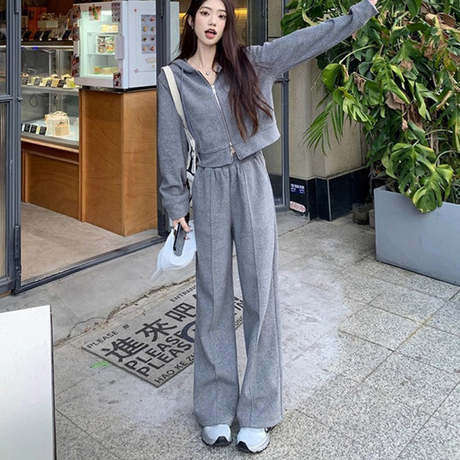 SAHINER 가을겨울 여성 캐주얼 트레이닝 세트 후드집업 와이드팬츠 LATZ09