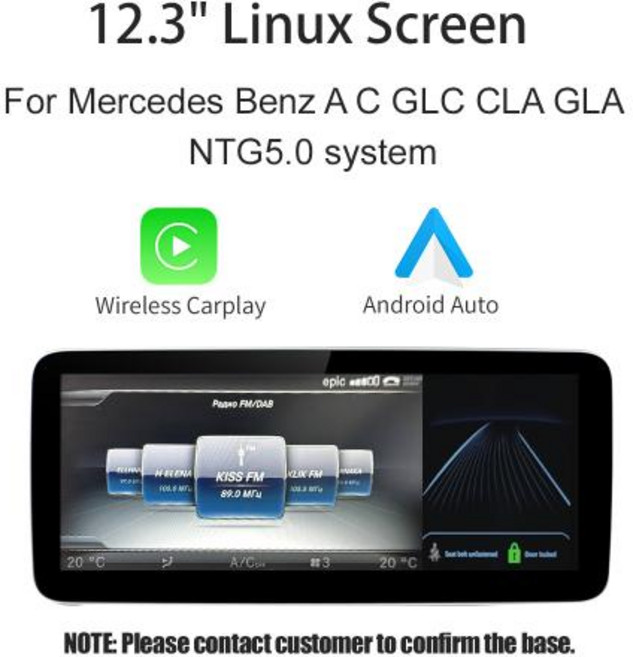 메르세데스 벤츠 NTG5.0 GLA CLA GLC W205 W176 C117 X156 W212 W167 용 무선 카플레이 안드로이드 오토 12.3 인치 터치 스크린 멀티미디어, 01 NTG5.0 12.3 inch, 1) NTG5.0 12.3 inch