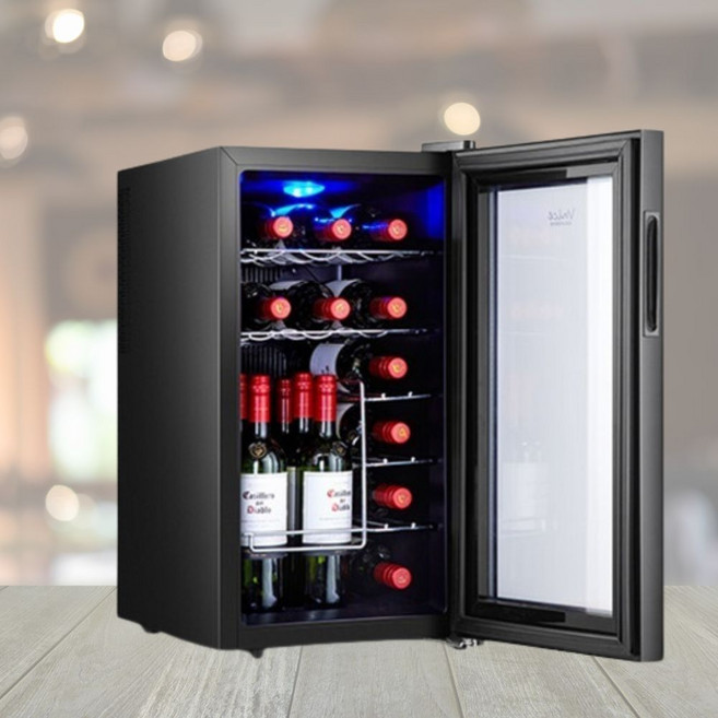 보카시블랙 18병 수납 와인 냉장고 우드랙 술 창고 저장고 와인바 온도 신선유지 쇼케이스 투명 진열장, 단품