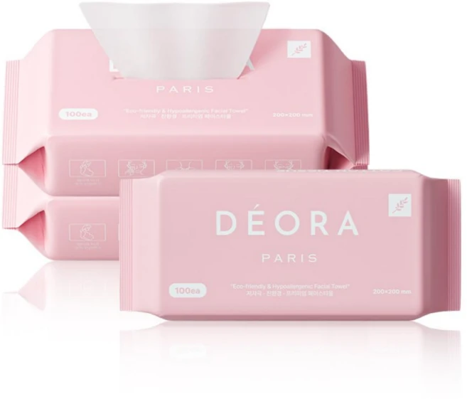 데오라 부드러운 순면 일회용 페이스타올, 3개, 100매 - 쿠팡