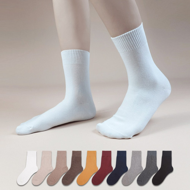 채움양말 여성 무지중목양말 10켤레 세트