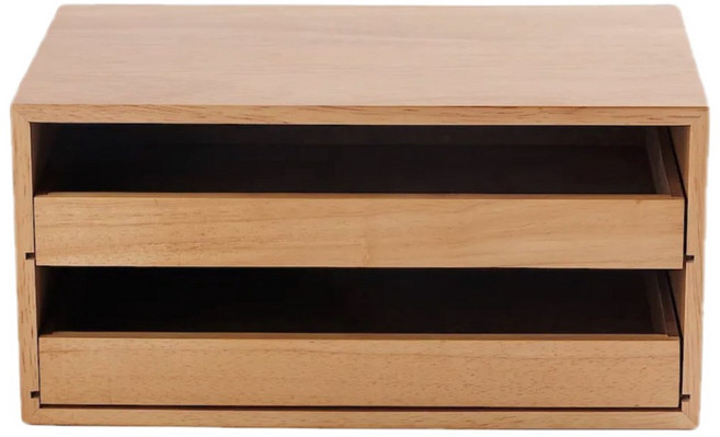 MUJI 고무나무 트레이 2단 서랍, 4개, 내추럴