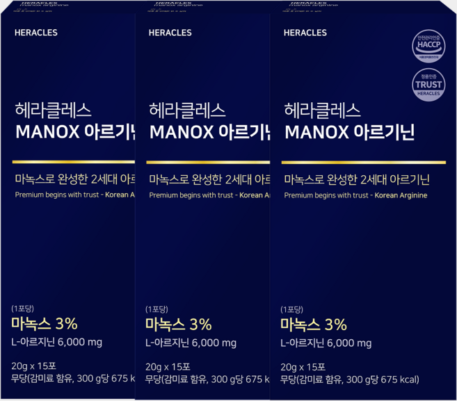 헤라클레스 마녹스 아르기닌 1박스 15포, 300g, 4개