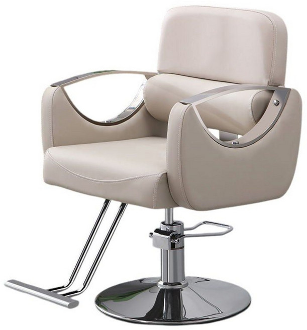 LEHR 미용실의자 메이크업 헤어샵 체어 업소용 네일샵 바버샵 이발소, 애쉬 화이트 + 은색 도금, 1개