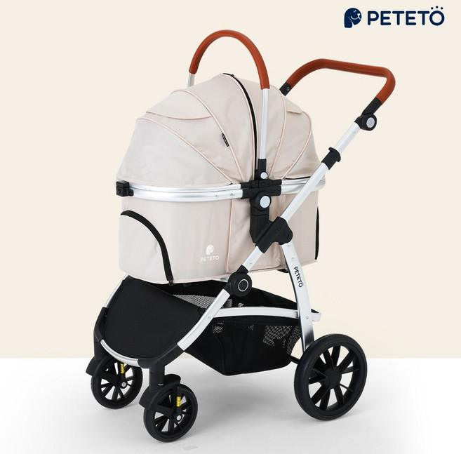 [코오롱보증] 강아지 접이식 방수 유모차 반려동물 펫 고양이 애견 개모차 PETETO 페테토 COSMO, 디럭스