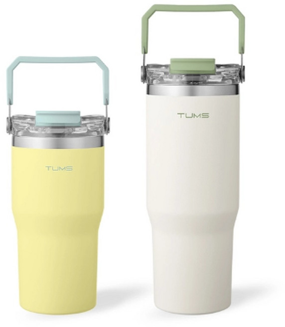 텀스 투게더핸들 머그 2P, 1개, 민트옐로우/그린화이트