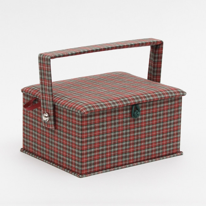 클래식 타탄 체크 반짇고리 M 핸드메이드 바느질함 수납함, 미포함, 1개