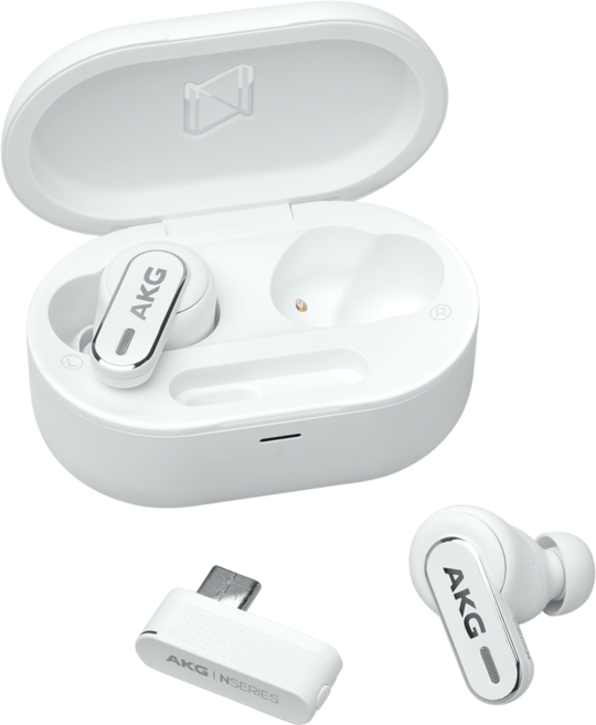 AKG N5 智慧對話 USB-C Dongle連接 IP54防水防塵 自適應降噪 真無線 藍牙 耳機, 白色