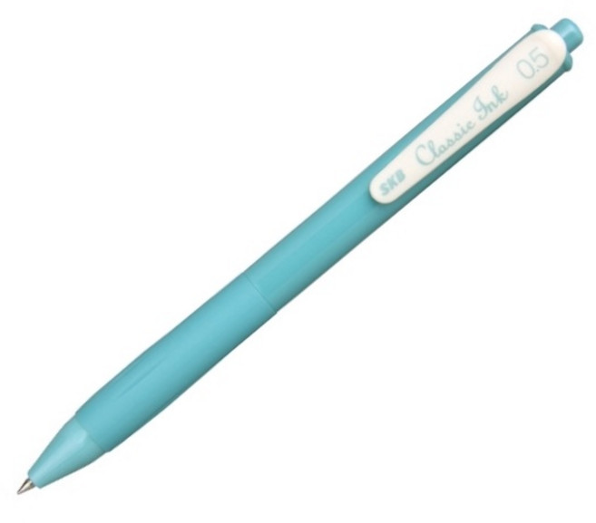 SKB G-2506 0.5 復古色中性筆，速乾大容量按動原子筆，輕復古風格，書寫流暢, 松石綠, 1個