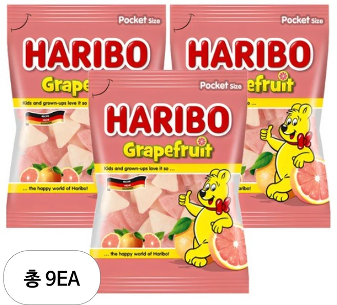 하리보 그레이프프루트 젤리, 100g, 9개 - 쿠팡