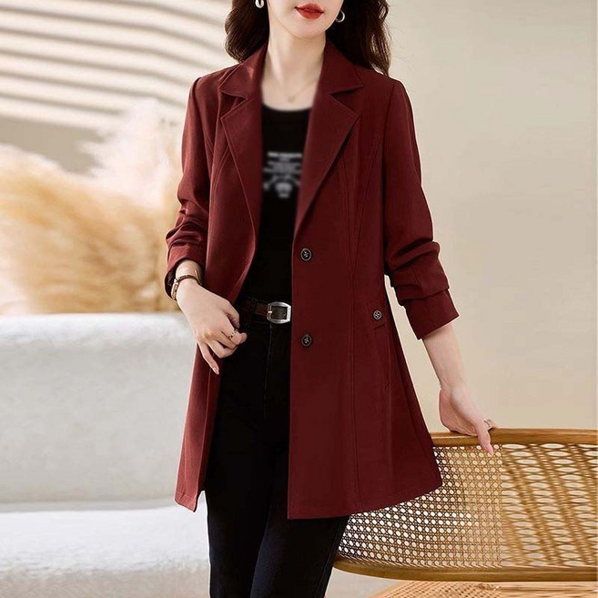 AOKADA 여성 봄 가을 루즈핏핏 하프 정장 코트