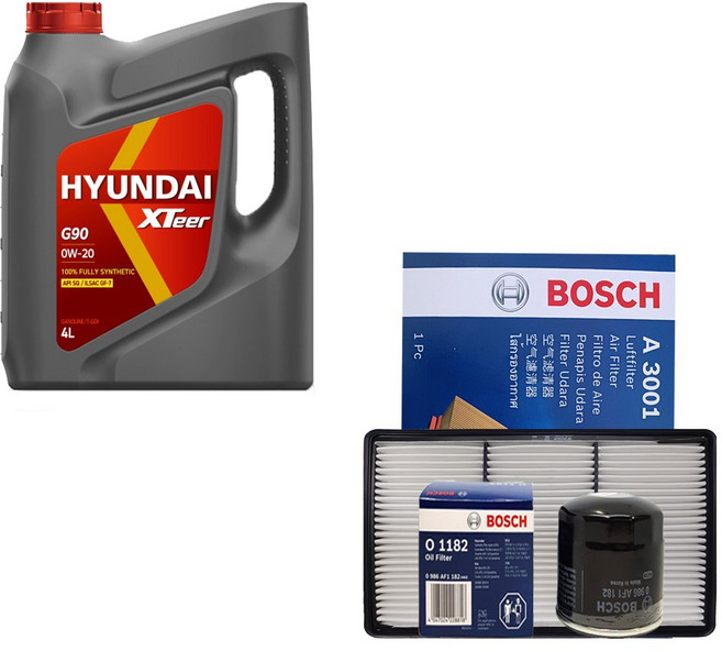 니로 하이브리드(22년 이전) 현대오일뱅크 엑스티어 G90 0W20 4L 엔진오일 필터 세트 1182-3001, 1개