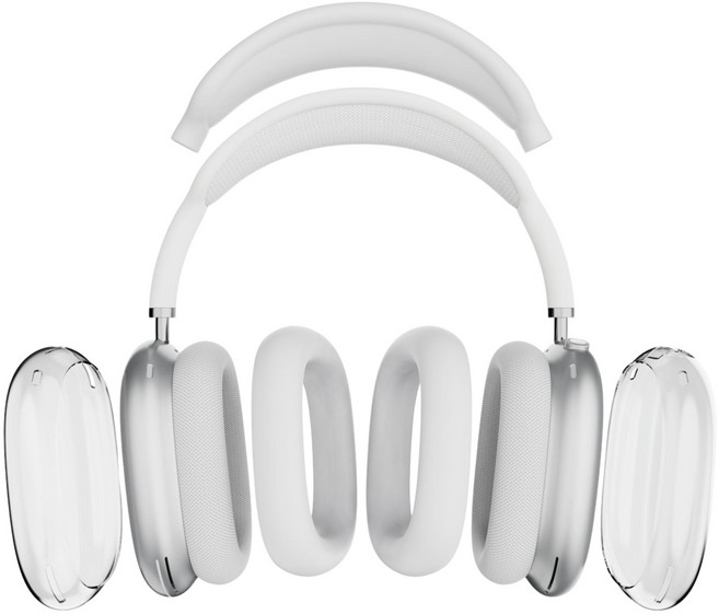 가꼬싶다 에어팟 맥스 올인원 케이스 세트, 8번 투명/화이트/화이트