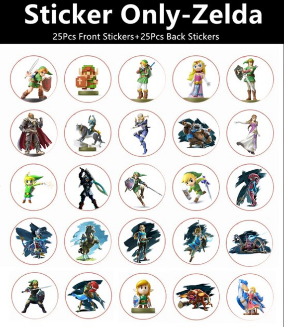 NFC 동전 태그 키 13.56MHz NTAG 215 카드 라벨 RFID 초경량 25mm 직경 원형 상자 Tagmo 용 20 개, 03 Zelda Sticker A, 03 Zelda Sticker A