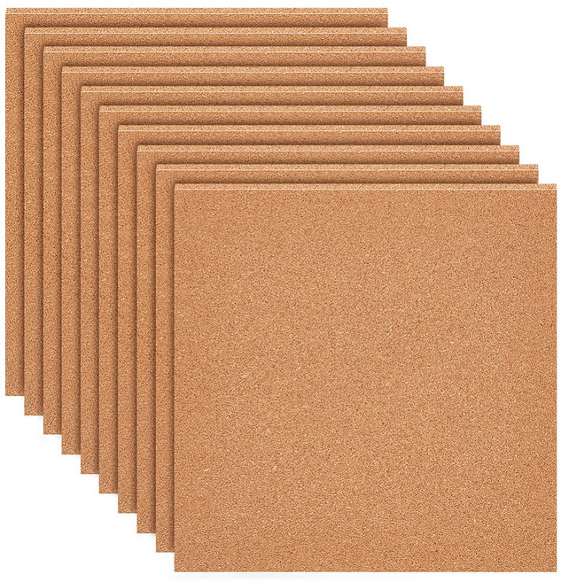 8개 자착 코르크 단열판 사각형은 게시판 벽 장식용 DIY 공예품 300x300x3mm, 3mm
