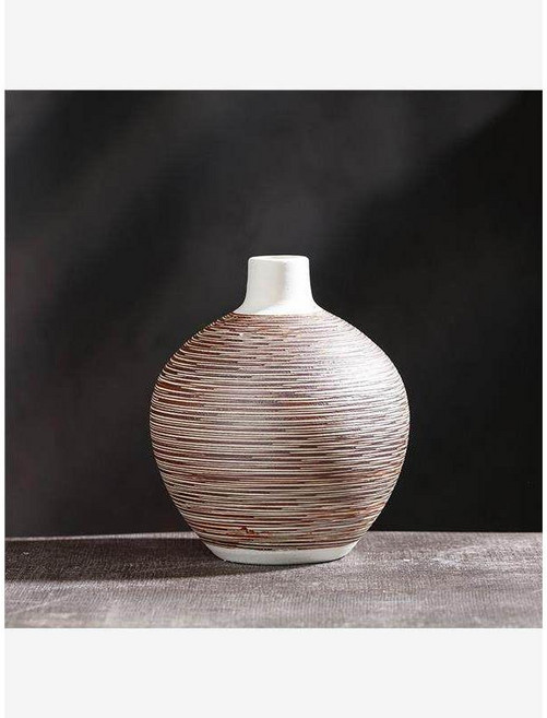 도자기 꽃병 단순한 복고풍 경덕전, 커피 줄무늬 작게