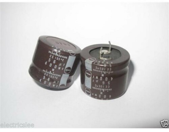 日本NICHICON 56uF 400V 105C 牛角型立式電解電容, 1個
