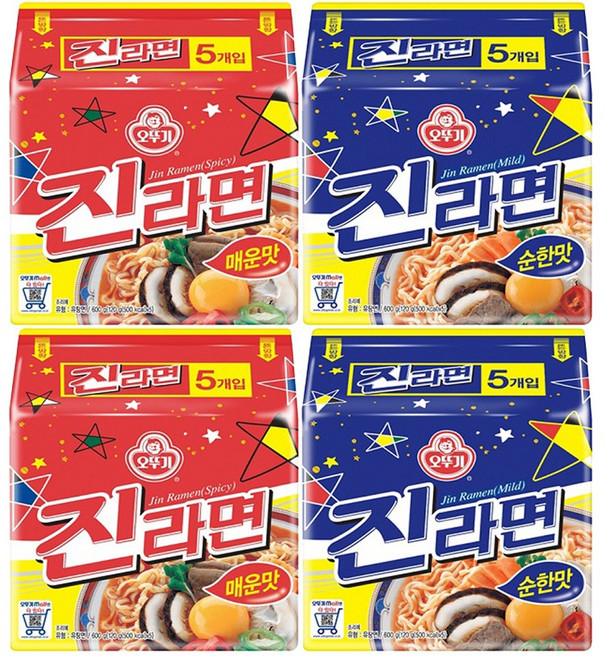 오뚜기 진라면 매운맛 10봉 + 순한맛 10봉 (총 20봉), 20개