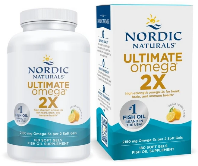 노르딕 네추럴스 얼티밋 오메가 2X 2150mg 고함량 오메가3 피쉬오일 레몬맛 소프트젤 120캡슐 두뇌 건강 심장 혈행 개선, 1개, 180정 - 쿠팡