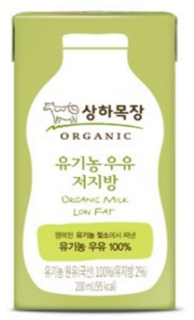 상하목장 유기농 저지방 멸균우유 200ml 24개