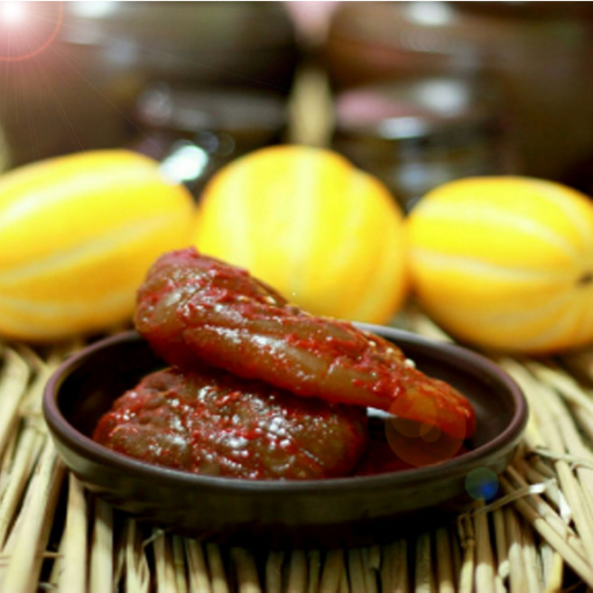 D27012 장담아 참외장아찌 500g 아이스팩포장 참외를 고추장에 숙성시킨 장아찌, 1개