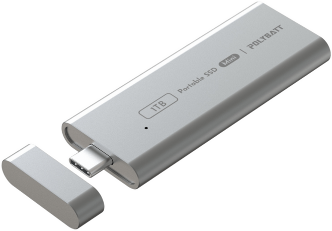 POLYBATT 外接式固態硬碟 高速1000MB/s讀寫 迷你便攜磁吸蓋設計, 銀色(磁吸蓋),128G, 128GB