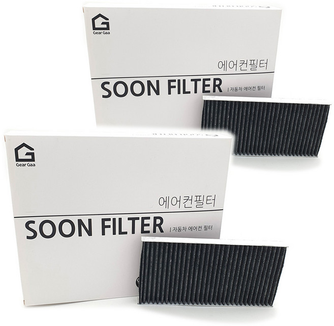 기어가 숯 알갱이 활성탄 올뉴프라이드 뉴프라이드 (05~17년) 에어컨필터, 2개, H19L 뉴프라이드(05~11년)